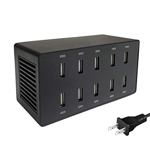 ShengLong USB Charging Station 60W 10 Port USB Charger Hub and Other USB Charging Devices Galaxy USB Charger Multi Port with Smart Detect Compatible with iPhone iPad Tablet 